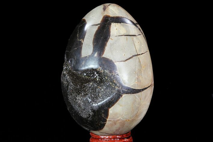 Septarian Dragon Egg Geode - Black Crystals #71906